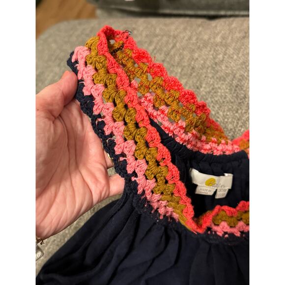 Mini Boden Navy Dress with Colorful Trim - Picture 3 of 7